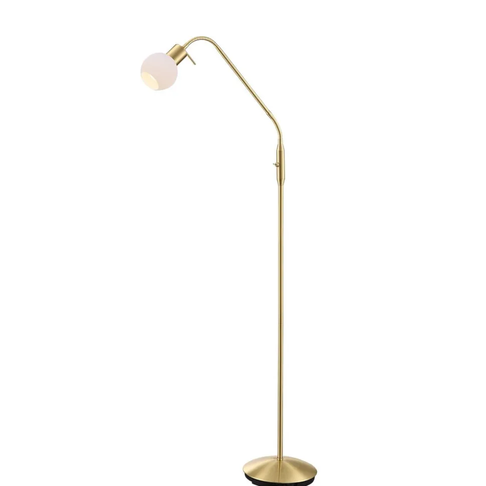 Lindby gulvlampe Elaina, messingfarvet, 162 cm, fleksibel, E14