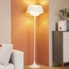 Lindby gulvlampe Eryndor, hvid, tekstil, Ø 47 cm, E27