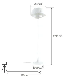 Lindby gulvlampe Eryndor, hvid, tekstil, Ø 47 cm, E27