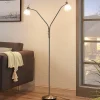 Lindby gulvlampe Gwendolin, 160 cm, nikkelfarvet, 2 lyskilder.