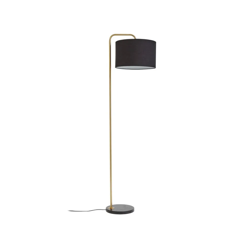 Lindby gulvlampe Hillary, sort/guld, marmor, 153 cm