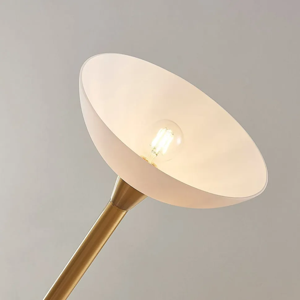 Lindby gulvlampe Ignacia, messingfarvet, glas, 180 cm, E27