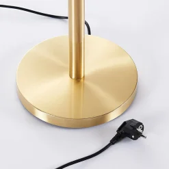 Lindby gulvlampe Ignacia, messingfarvet, glas, 180 cm, E27