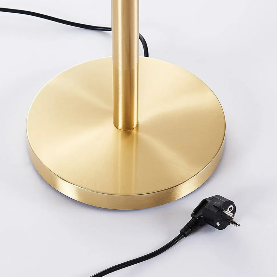 Lindby gulvlampe Ignacia, messingfarvet, glas, 180 cm, E27