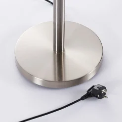 Lindby gulvlampe Ignacia, nikkelfarvet, glas, 180 cm, E27