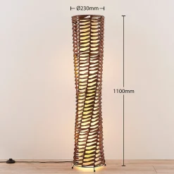 Lindby gulvlampe Joas, 110 cm, papir, tekstil, brun
