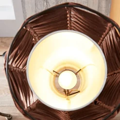 Lindby gulvlampe Joas, 110 cm, papir, tekstil, brun