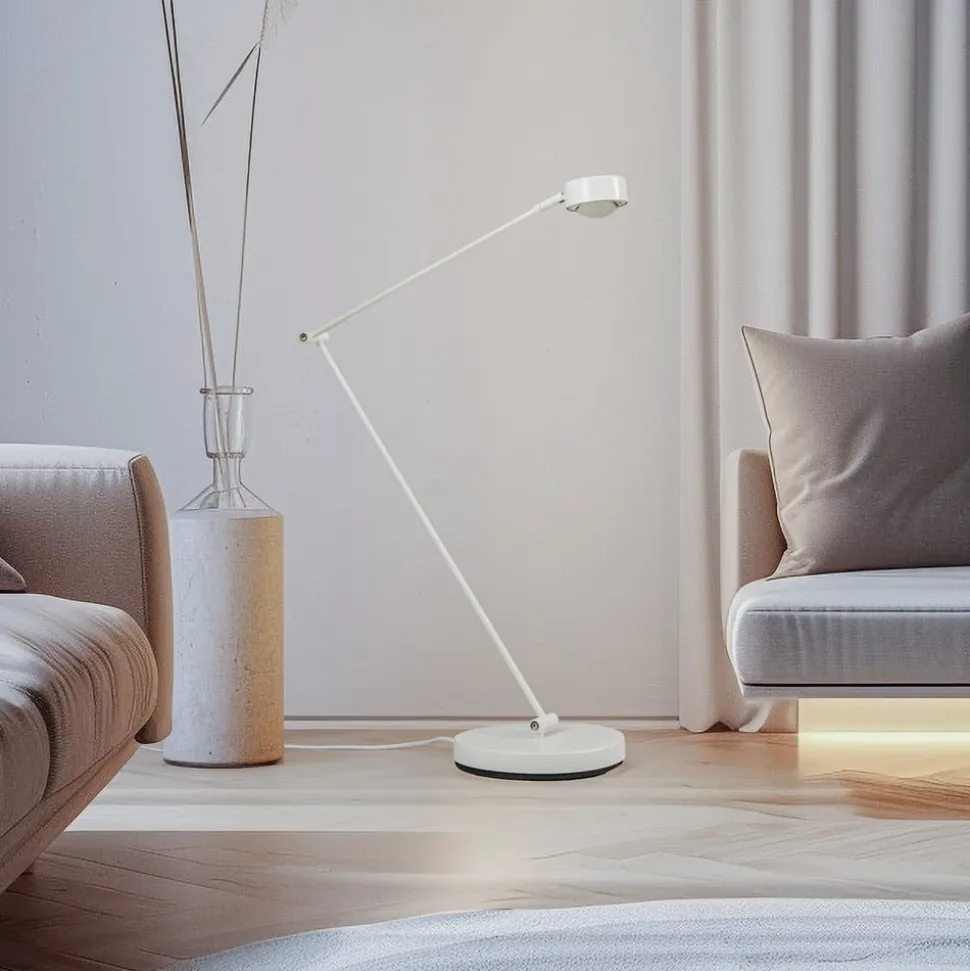 Lindby gulvlampe Jyla, hvid, linse, 4200K, GX53, jern