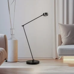 Lindby gulvlampe Jyla, sort, 2700K, GX53, jern
