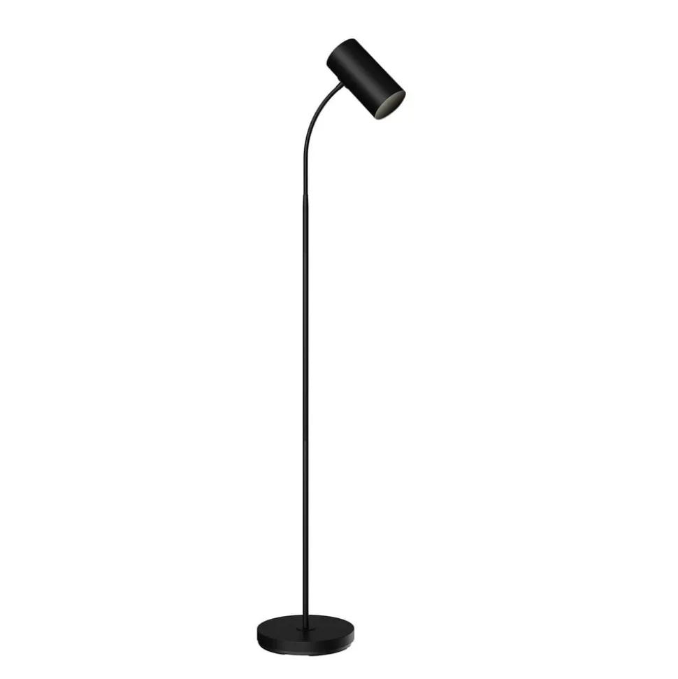 Lindby gulvlampe Karoli, sort, 156 cm, metal, fleksibel arm