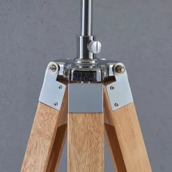 Lindby gulvlampe Katie, 162 cm, hvid, tekstil, træ, stativ