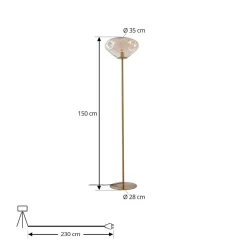 Lindby Gulvlampe Lelia, rav, glas, metal, 150 cm