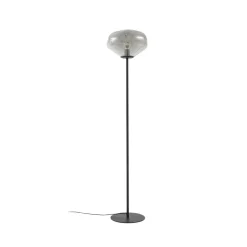 Lindby Gulvlampe Lelia, røggrå, glas, metal, 150 cm