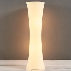 Lindby gulvlampe Liana, højde 123 cm, hvid, tekstil