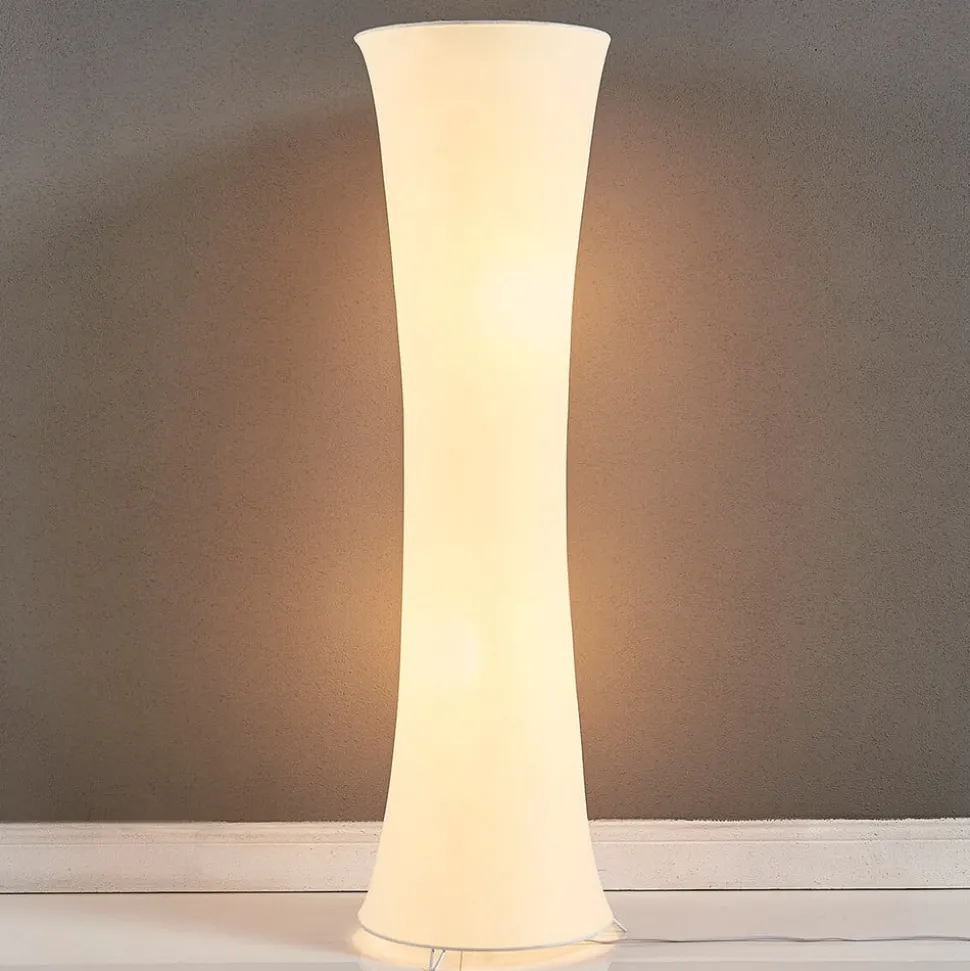 Lindby gulvlampe Liana, højde 123 cm, hvid, tekstil