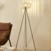 Lindby gulvlampe Lielle, naturlig bambus, Ø 40 cm
