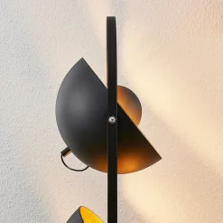 Lindby gulvlampe Muriel, 3 lyskilder, sort/guld, metal