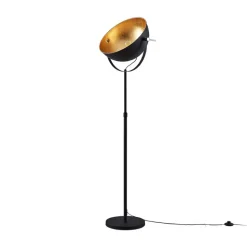Lindby gulvlampe Muriel, 1 lyskilde, sort/guld, metal