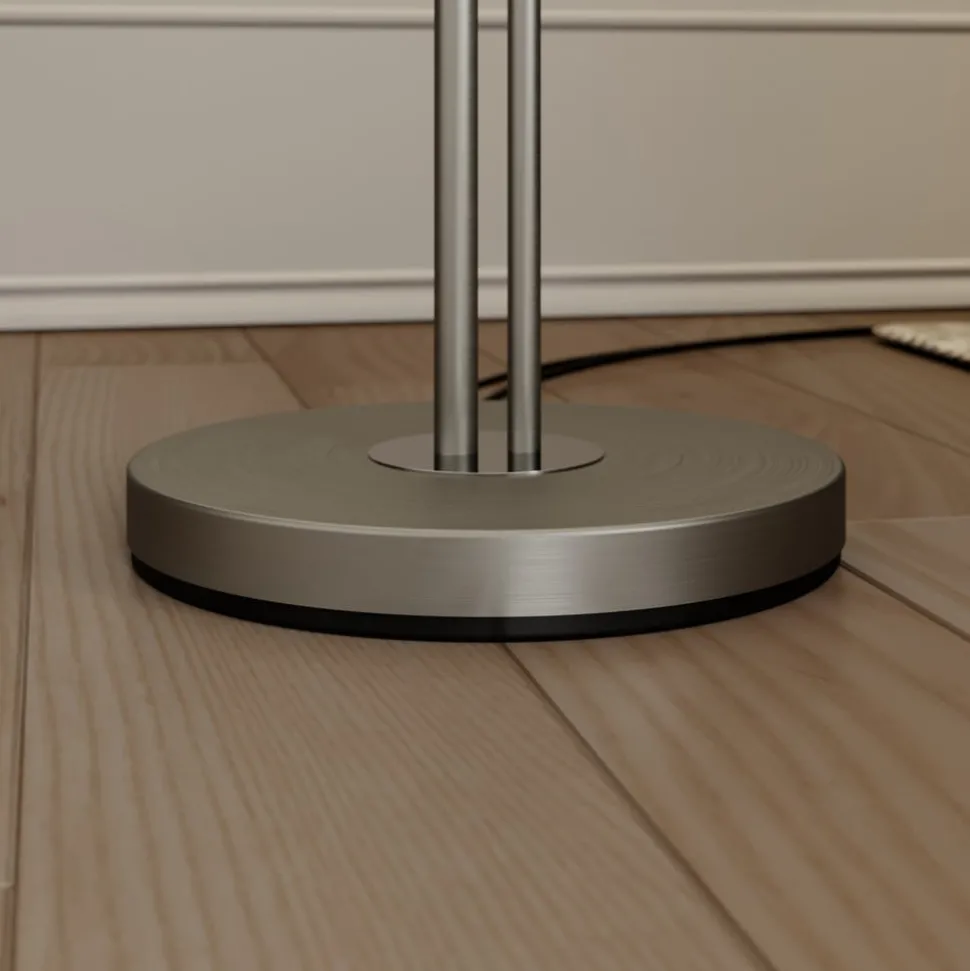 Lindby gulvlampe Nantwin, 175 cm, hvid, nikkel, tekstil