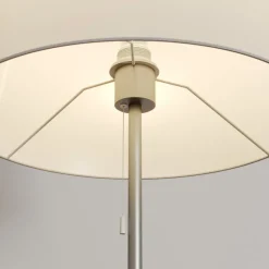 Lindby gulvlampe Nantwin, 175 cm, hvid, nikkel, tekstil