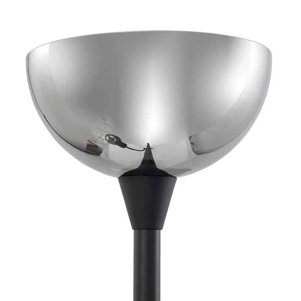 Lindby gulvlampe Nehemia, sort, glas, læselampe, 185 cm