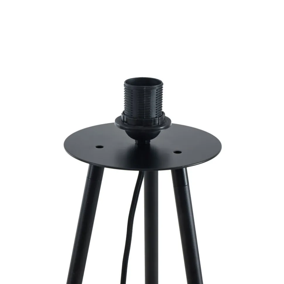 Lindby gulvlampe Nerys, sort, bambus, Ø 31,5 cm, stativ