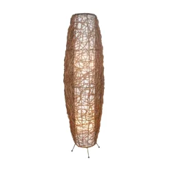 Lindby gulvlampe Nias, højde 111 cm, rattan, tekstil