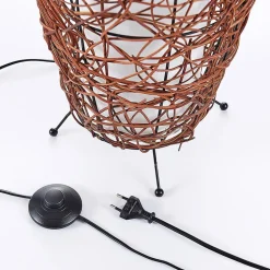 Lindby gulvlampe Nias, højde 111 cm, rattan, tekstil