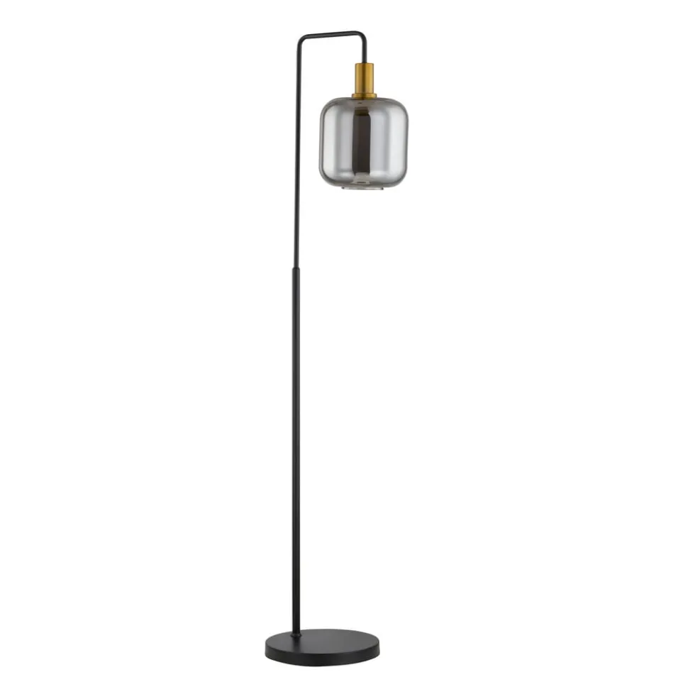 Lindby gulvlampe Nimbora, 150 cm, sort, glas, metal
