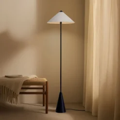 Lindby gulvlampe Norvik, højde 150 cm, sort/grå, metal
