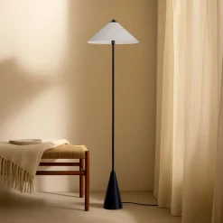 Lindby gulvlampe Norvik, højde 150 cm, sort/grå, metal