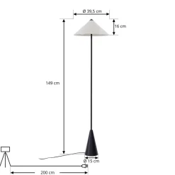 Lindby gulvlampe Norvik, højde 150 cm, sort/grå, metal