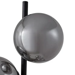 Lindby gulvlampe Orbelia, sort, 5 lyskilder, glas