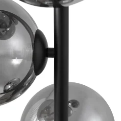 Lindby gulvlampe Orbelia, sort, 5 lyskilder, glas