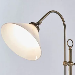 Lindby gulvlampe Otis, antik messing, glas, 170 cm, E27