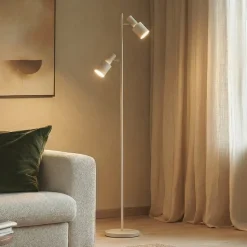 Lindby gulvlampe Ovelia, beige, metal, E27