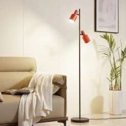 Lindby gulvlampe Ovelia, orange/sort, metal, E27