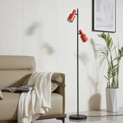 Lindby gulvlampe Ovelia, orange/sort, metal, E27