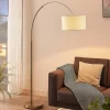 Lindby gulvlampe Railyn, hvid, stof, 200 cm, E27