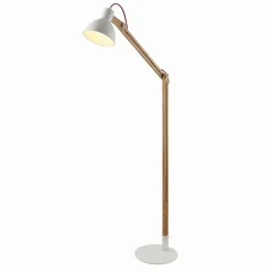 Lindby gulvlampe Shivanja, træ, justerbar, 146 cm, E27