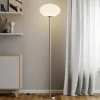 Lindby gulvlampe Sonika, 175 cm, nikkelfarvet, glas, E27