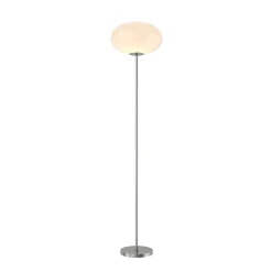 Lindby gulvlampe Sonika, 175 cm, nikkelfarvet, glas, E27