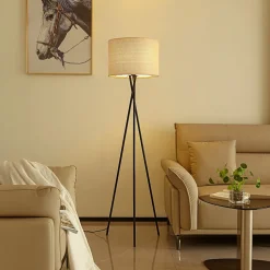 Lindby gulvlampe Soula, Ø 40 cm, beige, plast, E27