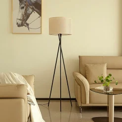 Lindby gulvlampe Soula, Ø 40 cm, beige, plast, E27
