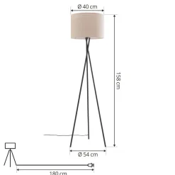 Lindby gulvlampe Soula, Ø 40 cm, beige, plast, E27