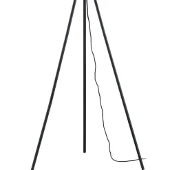 Lindby gulvlampe Tamira, sort, rattan, 143 cm høj, E27