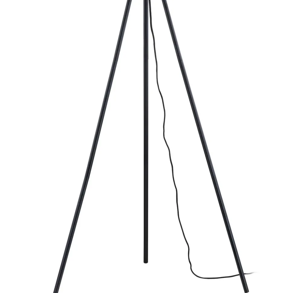 Lindby gulvlampe Tamira, sort, rattan, 143 cm høj, E27