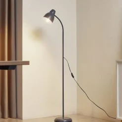 Lindby Gulvlampe Tebbi, grå, metal, højde 150 cm