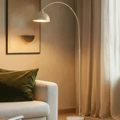 Lindby Gulvlampe Tonka, beige, metal/marmor, 180 cm, E27