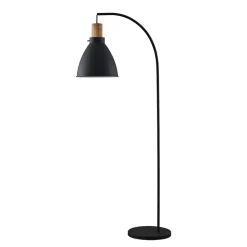 Lindby gulvlampe Trebale, sort, træ, 154 cm, E27